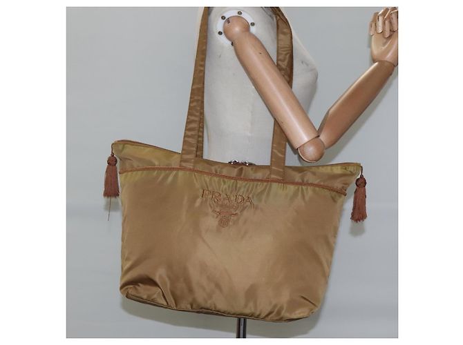 PRADA Borsa Tote Nylon Marrone Auth yb765 - vista 22