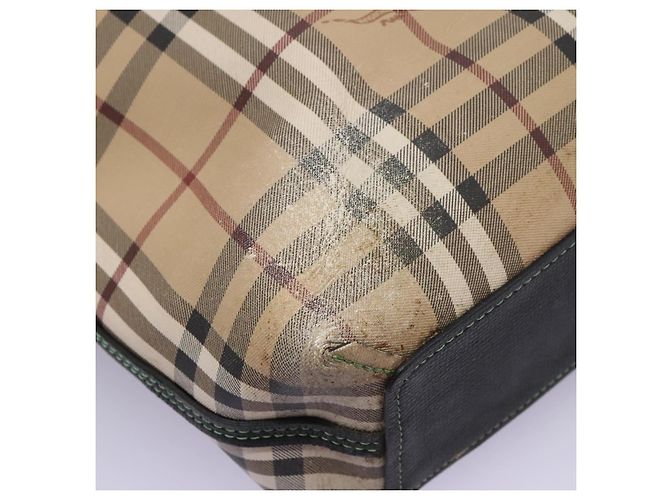 Burberry Nova Check Tote Bag aus PVC-Leder beige grün silber authentisch BD130 - Ansicht 10
