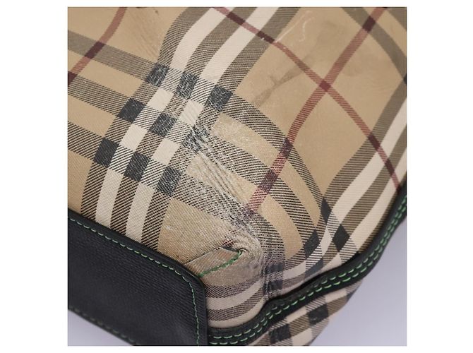 Burberry Nova Check Tote Bag aus PVC-Leder beige grün silber authentisch BD130 - Ansicht 11