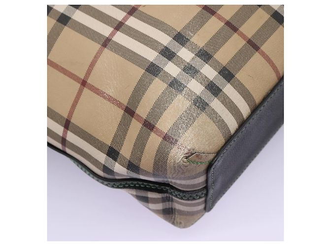 Burberry Nova Check Tote Bag aus PVC-Leder beige grün silber authentisch BD130 - Ansicht 12