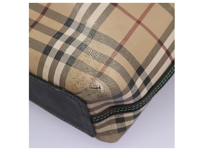 Burberry Nova Check Tote Bag aus PVC-Leder beige grün silber authentisch BD130 - Ansicht 13