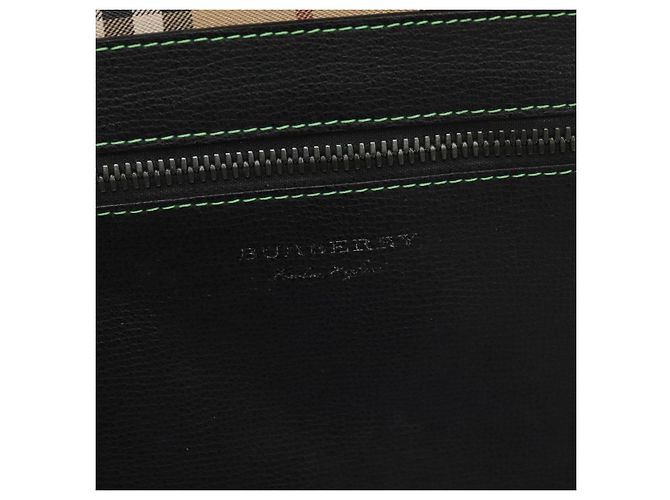 Burberry Nova Check Tote Bag aus PVC-Leder beige grün silber authentisch BD130 - Ansicht 14