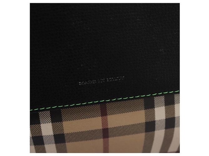Burberry Nova Check Tote Bag aus PVC-Leder beige grün silber authentisch BD130 - Ansicht 15