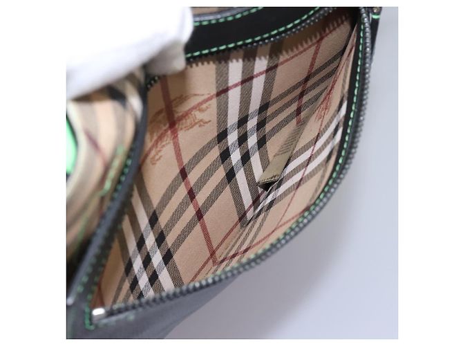 Burberry Nova Check Tote Bag aus PVC-Leder beige grün silber authentisch BD130 - Ansicht 17