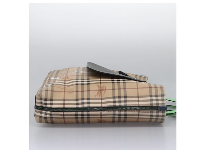 Burberry Nova Check Tote Bag aus PVC-Leder beige grün silber authentisch BD130 - Ansicht 5