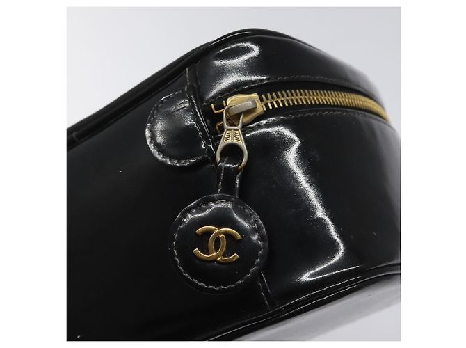 CHANEL Vanity Pouch Smalto Nero Oro CC Auth BD285 D'oro - vista 14