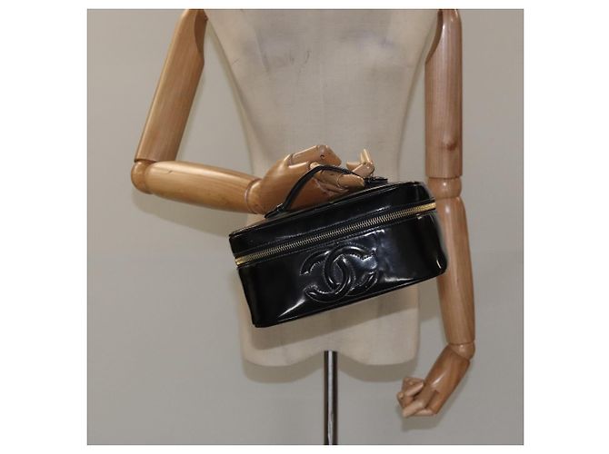 CHANEL Vanity Pouch Smalto Nero Oro CC Auth BD285 D'oro - vista 23