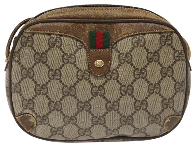 GUCCI GG Supreme Web Sherry Line Bolsa de Ombro PVC Bege 89 02 066 Auth EC117 - vista 2