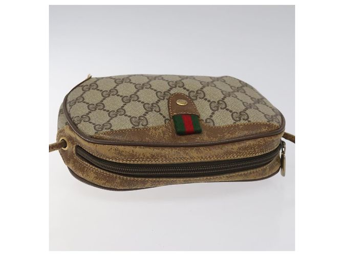 GUCCI GG Supreme Web Sherry Line Bolsa de Ombro PVC Bege 89 02 066 Auth EC117 - vista 6