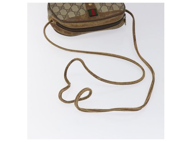 GUCCI GG Supreme Web Sherry Line Bolsa de Ombro PVC Bege 89 02 066 Auth EC117 - vista 7