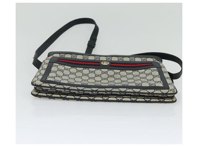 GUCCI GG Supreme Sherry Line Borsa a Spalla PVC Blu Navy Rosso 41 02 090 Auth bs22750 - vista 9