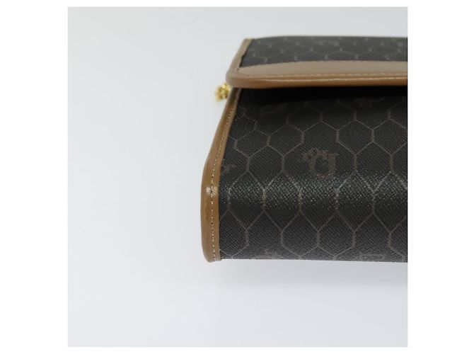 Borsa a spalla in tela a nido d'ape Christian Dior con catena in PVC nero e oro Auth EC097 - vista 10