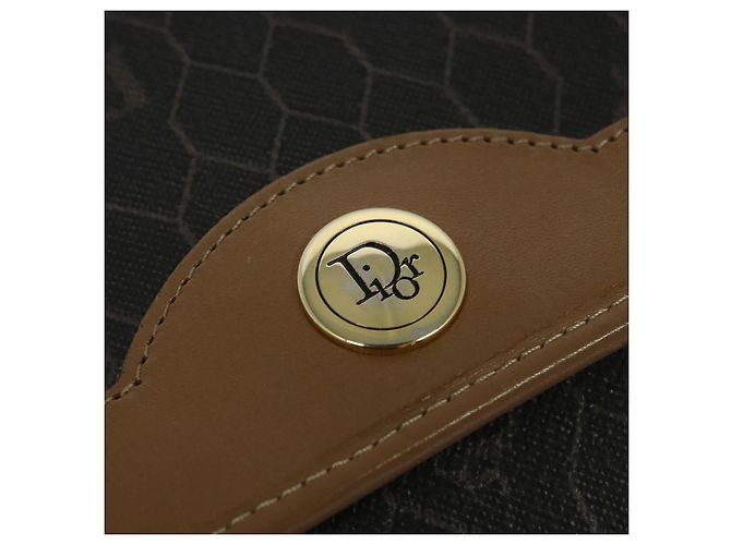 Borsa a spalla in tela a nido d'ape Christian Dior con catena in PVC nero e oro Auth EC097 - vista 14