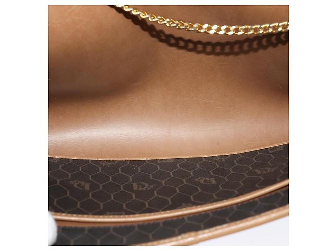 Borsa a spalla in tela a nido d'ape Christian Dior con catena in PVC nero e oro Auth EC097 - vista 17
