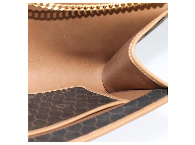 Borsa a spalla in tela a nido d'ape Christian Dior con catena in PVC nero e oro Auth EC097 - vista 18