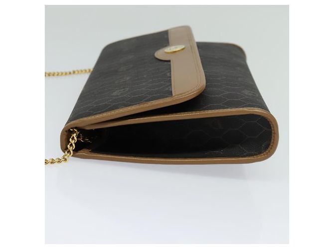 Borsa a spalla in tela a nido d'ape Christian Dior con catena in PVC nero e oro Auth EC097 - vista 4