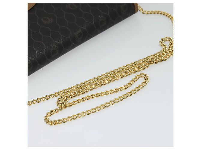 Borsa a spalla in tela a nido d'ape Christian Dior con catena in PVC nero e oro Auth EC097 - vista 7