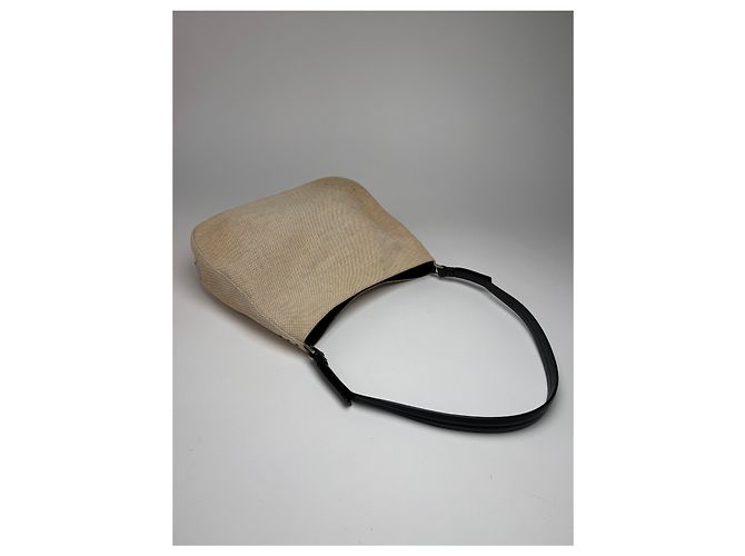 Vintage Prada Cleo Canvas Leder Tasche Beige Schwarz - Ansicht 7
