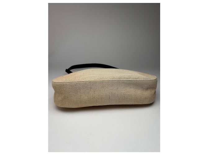 Vintage Prada Cleo Canvas Leder Tasche Beige Schwarz - Ansicht 8