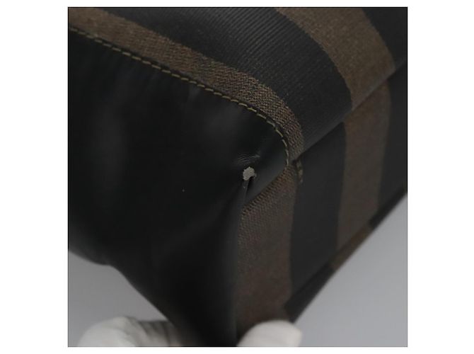 Pequin FENDI Pecan Canvas Tote Bag Braun Schwarz Auth BD578 - Ansicht 10