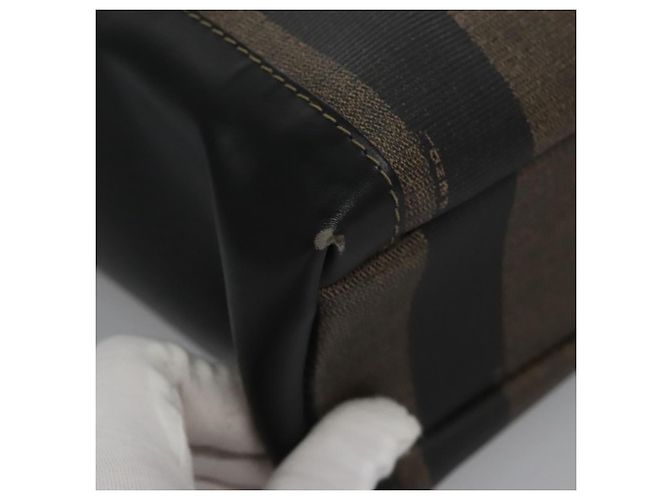 Pequin FENDI Pecan Canvas Tote Bag Braun Schwarz Auth BD578 - Ansicht 12