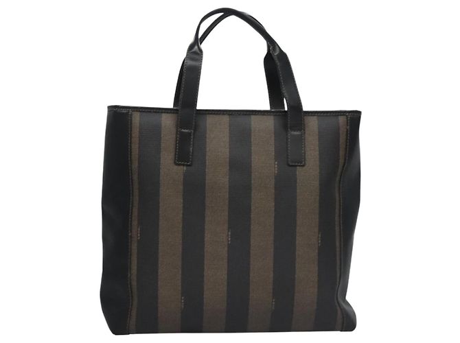 Pequin FENDI Pecan Canvas Tote Bag Braun Schwarz Auth BD578 - Ansicht 3