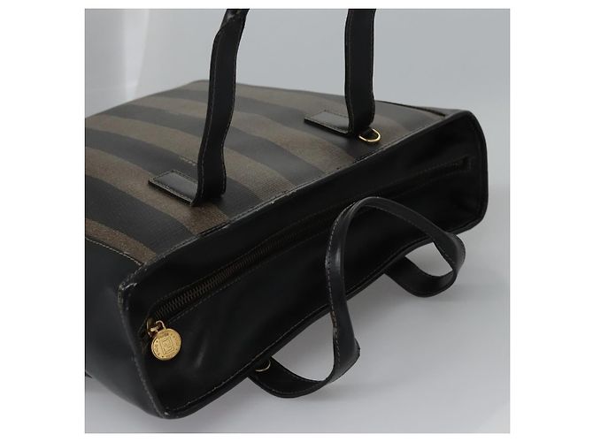 Pequin FENDI Pecan Canvas Tote Bag Braun Schwarz Auth BD578 - Ansicht 6
