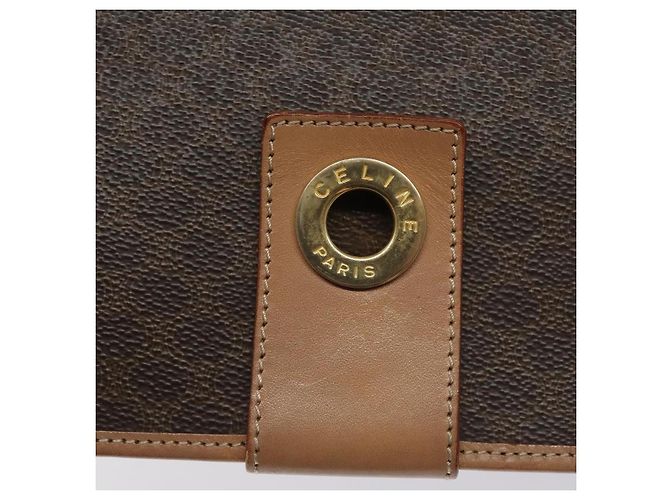 Céline Borsa a spalla in tela Macadam CELINE in pelle PVC marrone oro Auth BD184 D'oro - vista 14