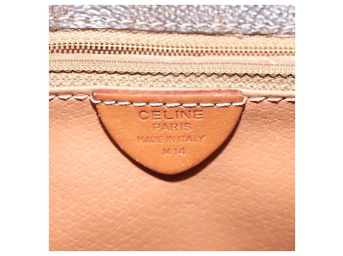 Céline Borsa a spalla in tela Macadam CELINE in pelle PVC marrone oro Auth BD184 D'oro - vista 16