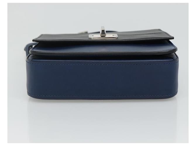 Borsa a spalla PRADA in pelle nera e blu Auth am7706 Nero - vista 11