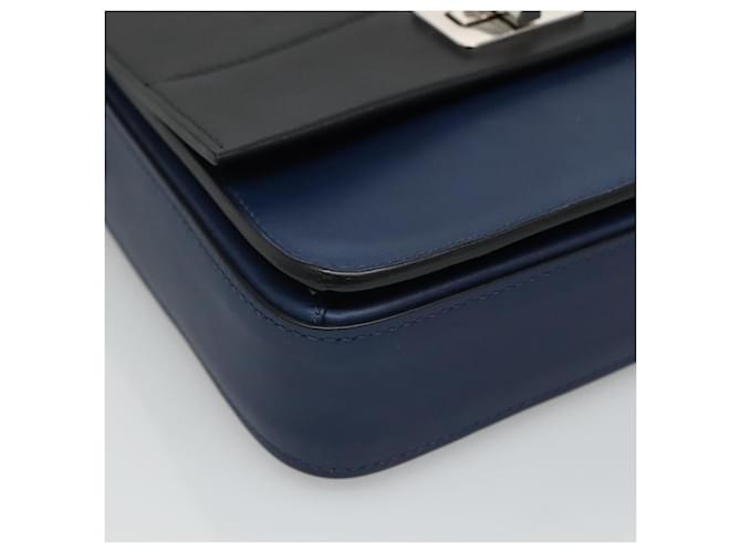 Borsa a spalla PRADA in pelle nera e blu Auth am7706 Nero - vista 13