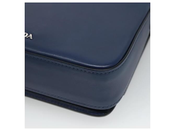 Borsa a spalla PRADA in pelle nera e blu Auth am7706 Nero - vista 14