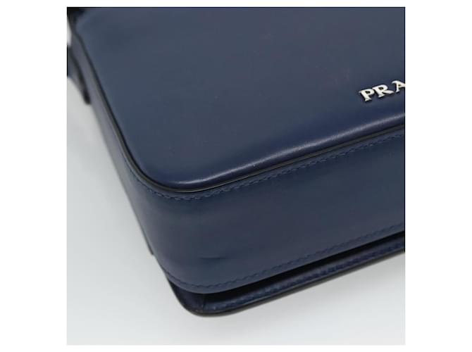 Borsa a spalla PRADA in pelle nera e blu Auth am7706 Nero - vista 15