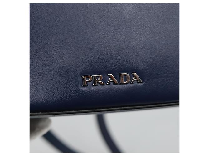 Borsa a spalla PRADA in pelle nera e blu Auth am7706 Nero - vista 16