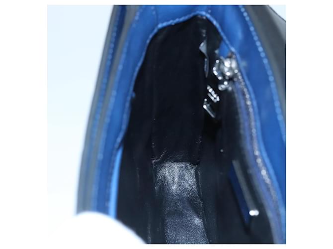 Borsa a spalla PRADA in pelle nera e blu Auth am7706 Nero - vista 20