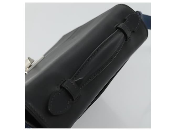 Borsa a spalla PRADA in pelle nera e blu Auth am7706 Nero - vista 7
