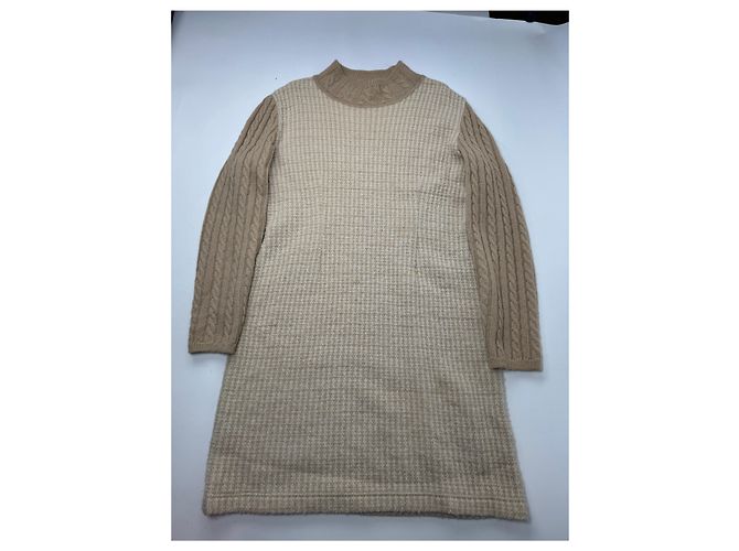 Vintage Courreges Paris Wool Dress 38/M Beige Brown - view 6