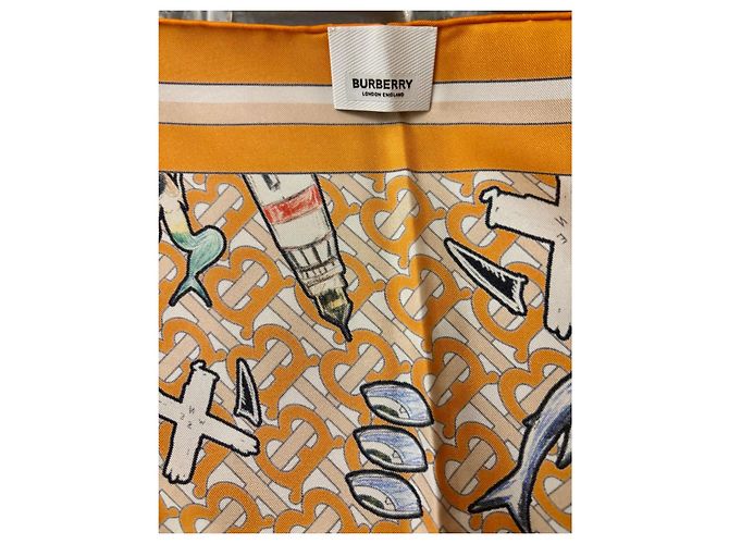 Poncho in seta multicolore Burberry - vista 3