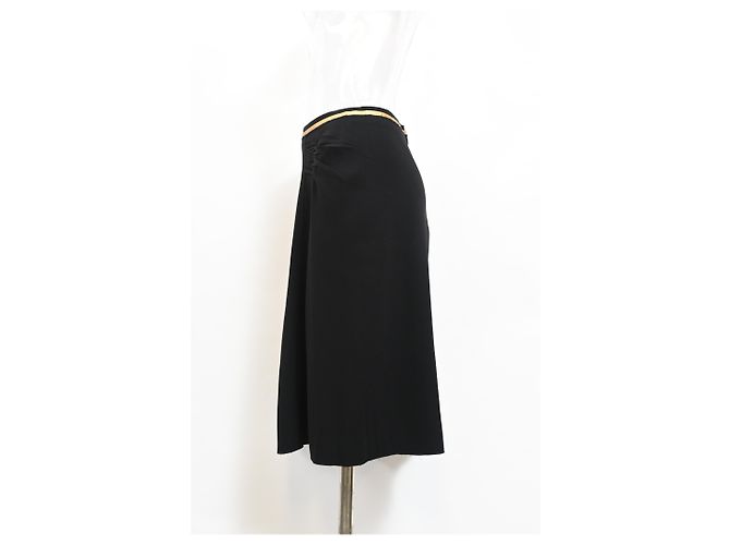 Prada Midi-Rock aus schwarzer Viskose mit Raffung - Ansicht 6
