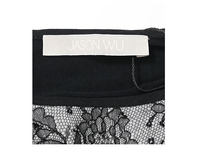 Camiseta de algodón negro con detalles de encaje Jason Wu - vista 9