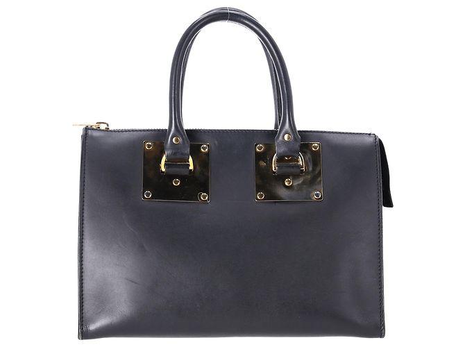 Borsa a mano Sophie Hulme Saddle Albion Box Tote in pelle nera - vista 11