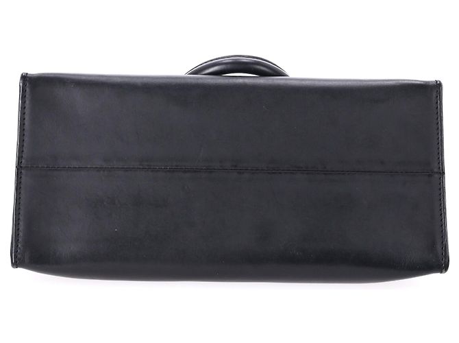 Borsa a mano Sophie Hulme Saddle Albion Box Tote in pelle nera - vista 13
