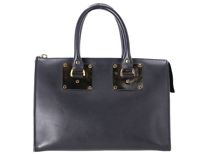Borsa a mano Sophie Hulme Saddle Albion Box Tote in pelle nera - vista 3