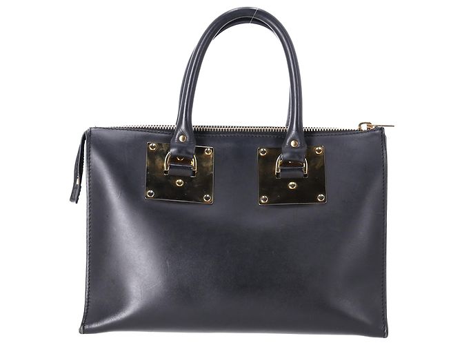 Borsa a mano Sophie Hulme Saddle Albion Box Tote in pelle nera - vista 9