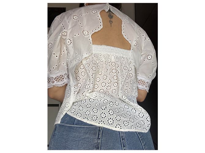 Blusa bianca con ricami e pizzi Maje taglia 40 in cotone - vista 2