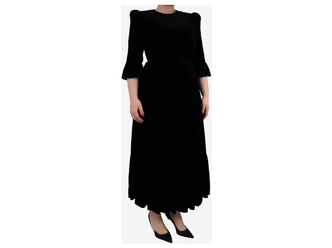 The Vampire's Wife Schwarzes Samt-Midi-Kleid mit Rüschen - Größe UK 14 - Ansicht 3