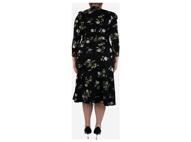 Erdem Schwarzes Midikleid aus Jersey mit Blumenmuster - Größe UK 14 - Ansicht 2