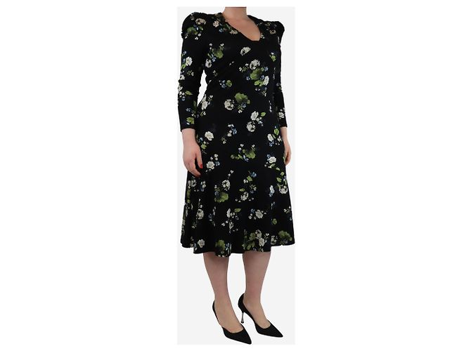 Erdem Schwarzes Midikleid aus Jersey mit Blumenmuster - Größe UK 14 - Ansicht 3