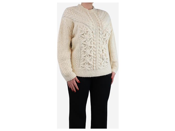 Ulla Johnson Pull en maille torsadée Osian crème - taille L Écru - vue 3