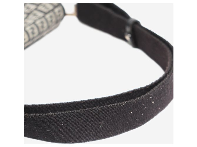 Fendi Borsa a spalla in tela Zucchino nera e grigia Nero - vista 7